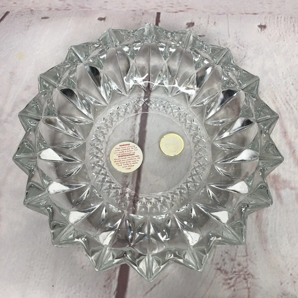 KIG Indonesia Crystal‎ Glass Diamond Point Cut Bowl Ashtray Trinket Candle Dish